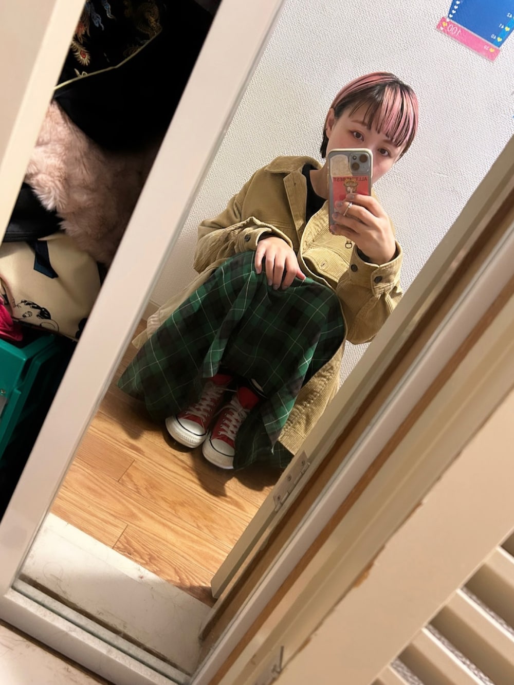 「低身長、低身長コーデ、低身長女子、アメリカンホリック、GU、オールスター、ハイカットスニーカー、UNIQLO」｜「AMERICAN HOLICのアイテム（ジャケット/アウター、ブラウン系）」を使った、◎みお◎さん（レディース・150cm）の秋コーディネートの3枚目の写真