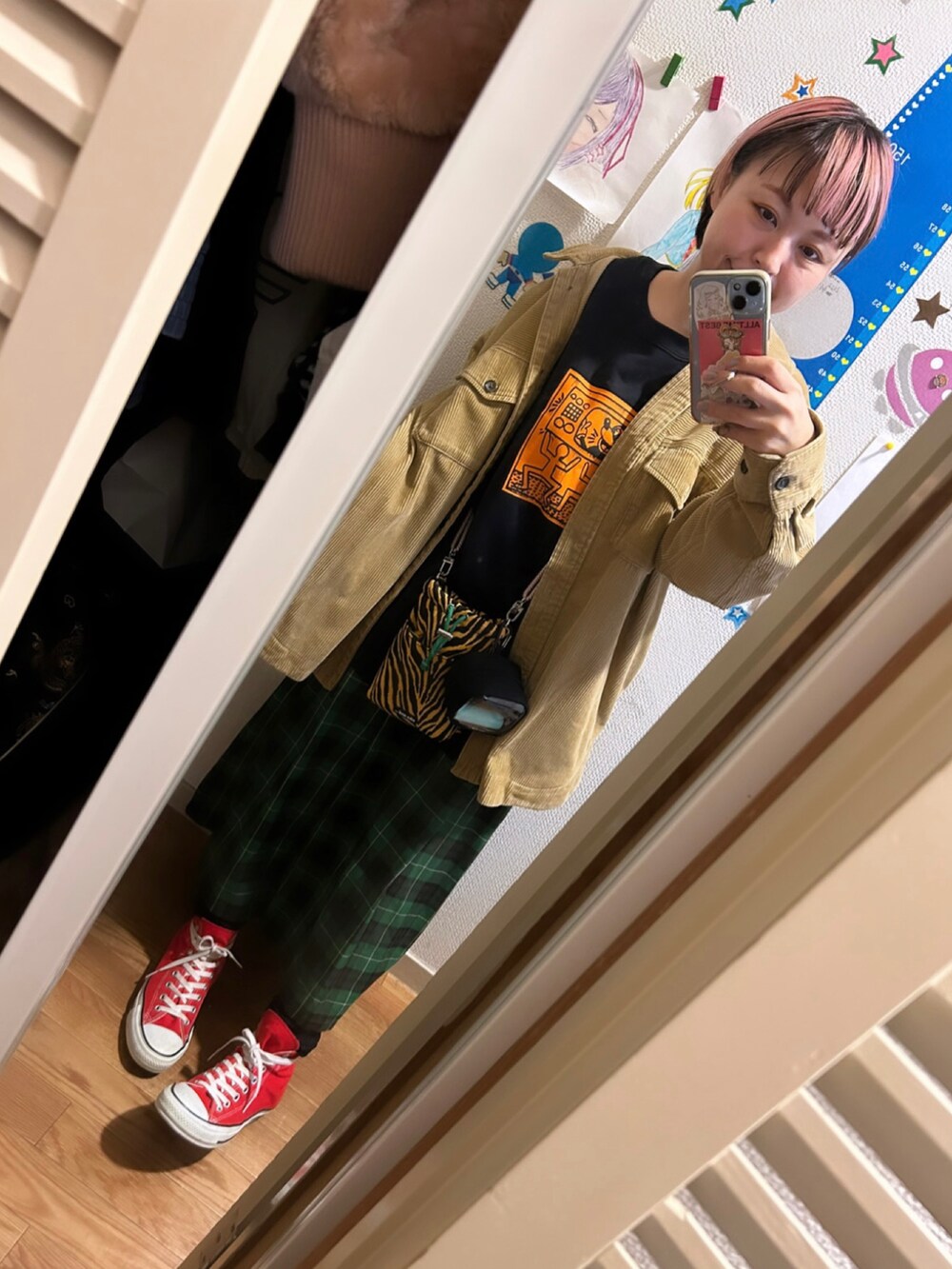「低身長、低身長コーデ、低身長女子、アメリカンホリック、GU、オールスター、ハイカットスニーカー、UNIQLO」｜「AMERICAN HOLICのアイテム（ジャケット/アウター、ブラウン系）」を使った、◎みお◎さん（レディース・150cm）の秋コーディネートの2枚目の写真