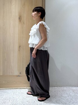 カレンソロジー　ポプリンラッフルブラウス Curensology(カレンソロジー)｜ポプリンラッフルブラウス