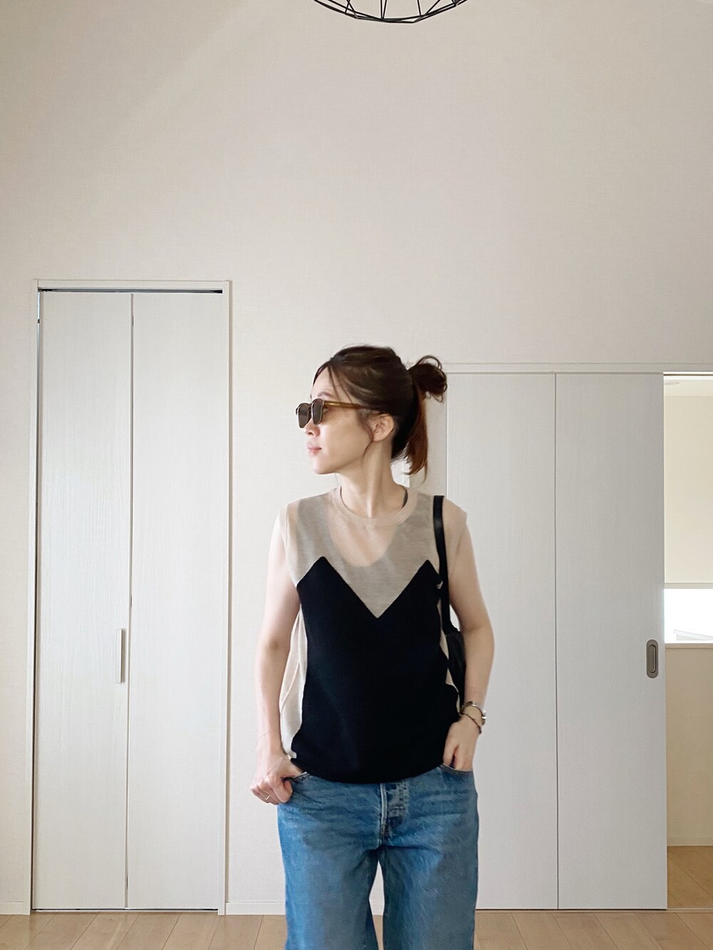 ＜6(ROKU)＞パッチノースリーブ ニット 6(ROKU)＞パッチノースリーブ ニット