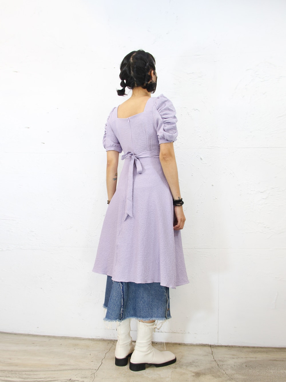 「ootd、夏、復古、洋裝、古着MIX」｜「三八計のアイテム（ワンピース、パープル系）」を使った、Amanさん（レディース・164cm）の夏コーディネートの2枚目の写真