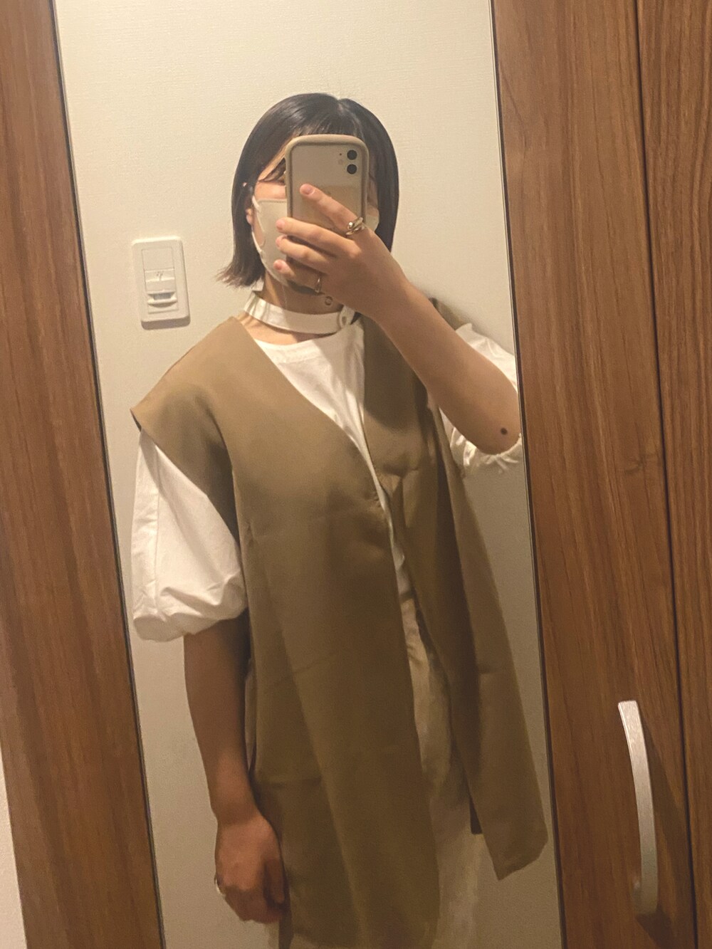 「夏コーデ、低身長女子、サンダルコーデ、夏服、淡色コーデ、淡色女子、低身長コーデ、153cmコーデ、ベスト、レイヤードスタイル、レイヤード、eaphi」｜「NIKEのナイキ エア マックス ココ ウィメンズサンダル / 厚底 / Nike Air Max Koko Women's Sandals CI8798-200 Sesame（サンダル、ブラウン系）」を使った、こもさん（レディース・153cm）の夏コーディネートの3枚目の写真