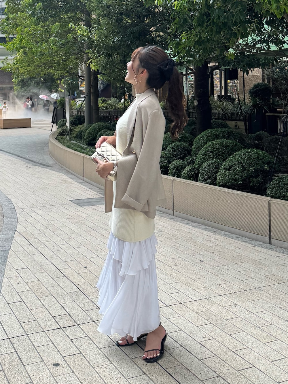 ドットジャガードバックレースアップスカート 新品◎ラブティック