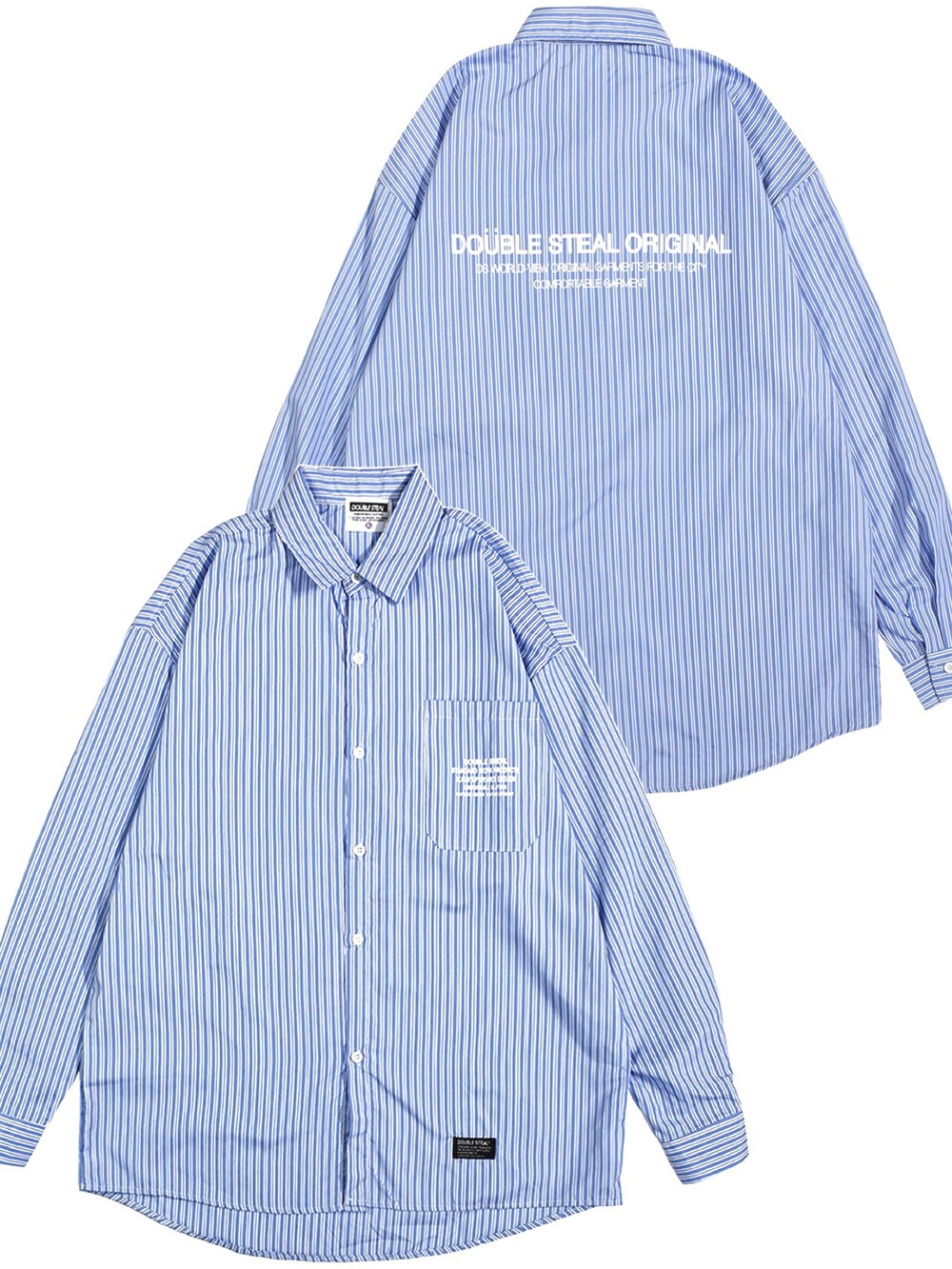ブルー系のスニーカー、ブラック系のその他パンツ、ブルー系のシャツ/ブラウスを着用したメンズの秋コーディネートの3枚目の写真