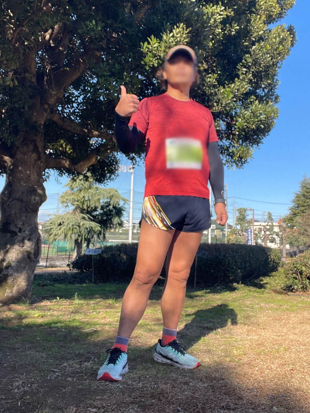 「adidas、ランニング、ランニングスタイル、駅伝大会、New Balance、asics、HANZO」｜「adidasのアイテム（Tシャツ/カットソー、レッド系）」を使った、Tore@minさん（メンズ・174cm）の冬コーディネートの5枚目の写真