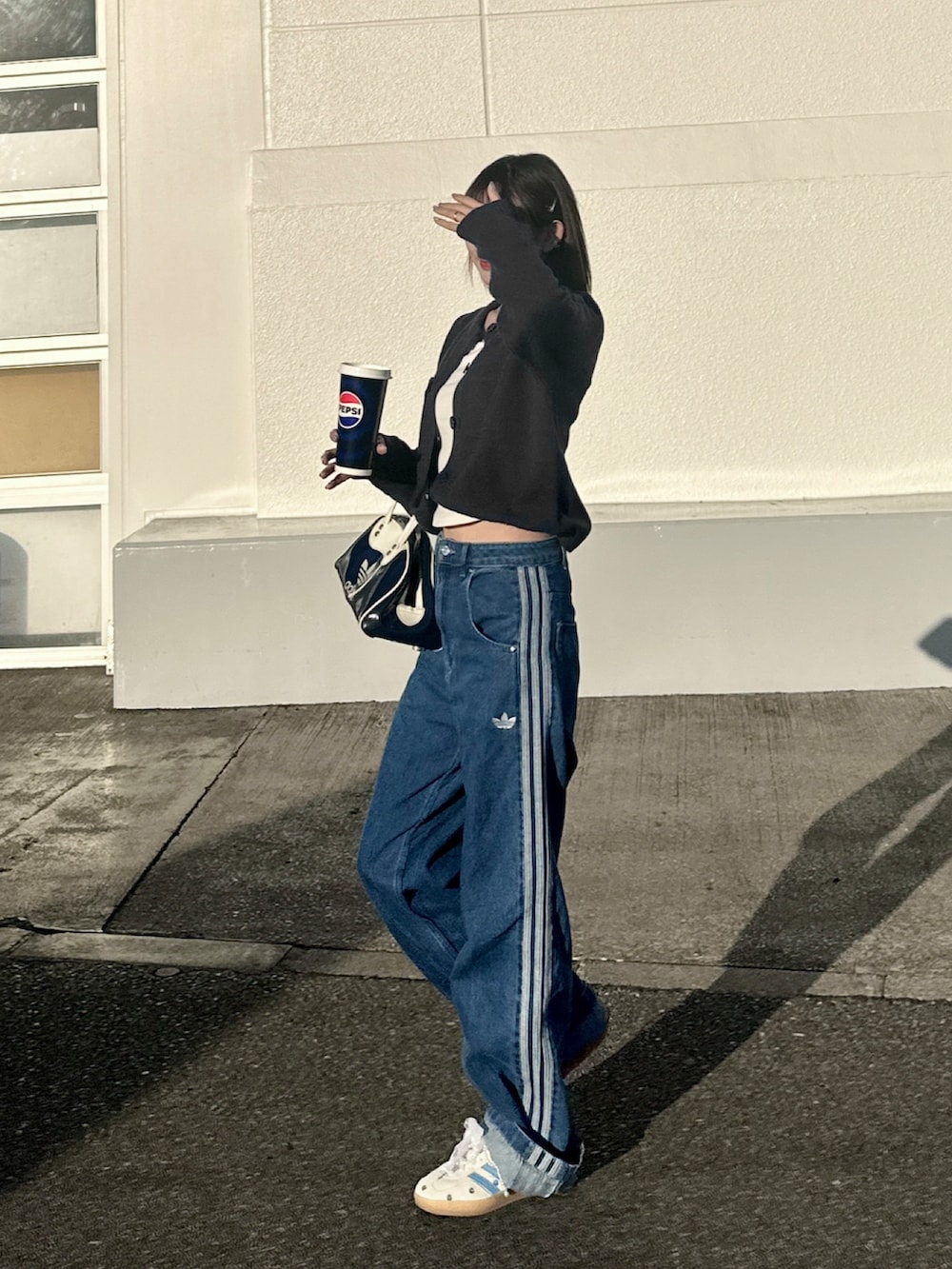 メンズ adidas アディカラー デニム ファイヤーバードパンツ