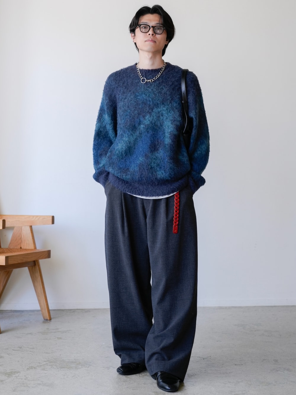 watoさんの「MOHAIR BLEND JACQUARD SHAGGY KNIT（WYM LIDNM）」を使ったコーディネートの2枚目の写真
