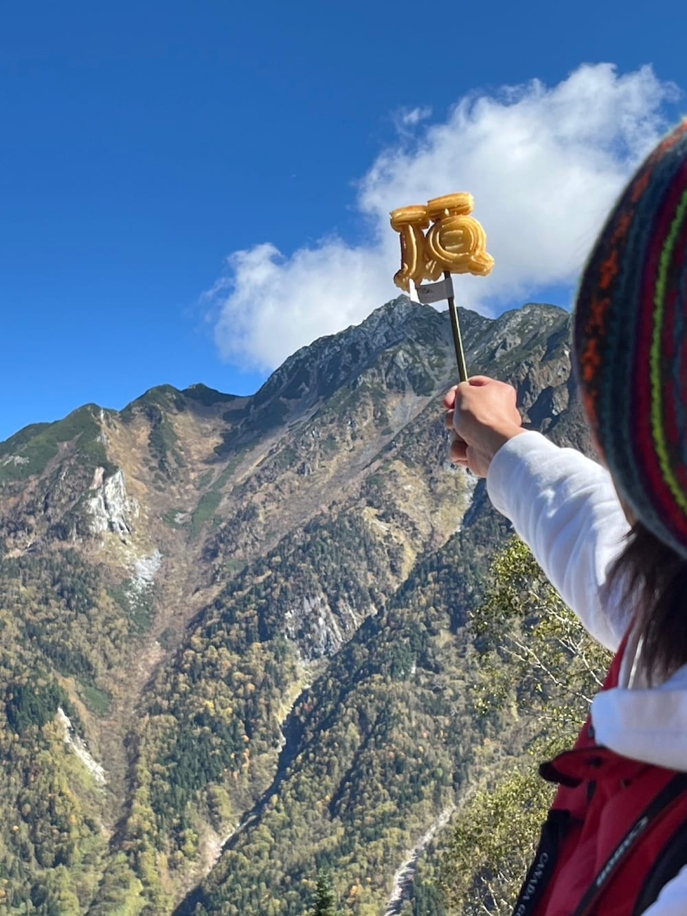 ブラック系のマウンテンパーカー、グリーン系のパンツ、ブラック系のバックパック/リュックを着用したレディースの秋コーディネートの5枚目の写真