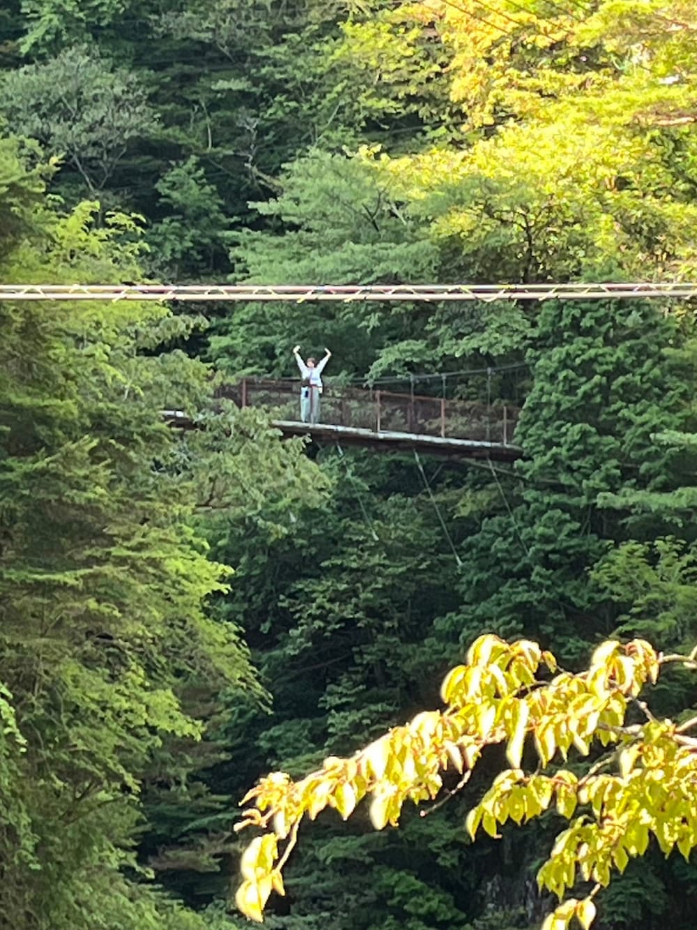 グリーン系のカーゴパンツ、ホワイト系のその他アウター、グリーン系のスニーカーを着用したレディースの秋コーディネートの3枚目の写真