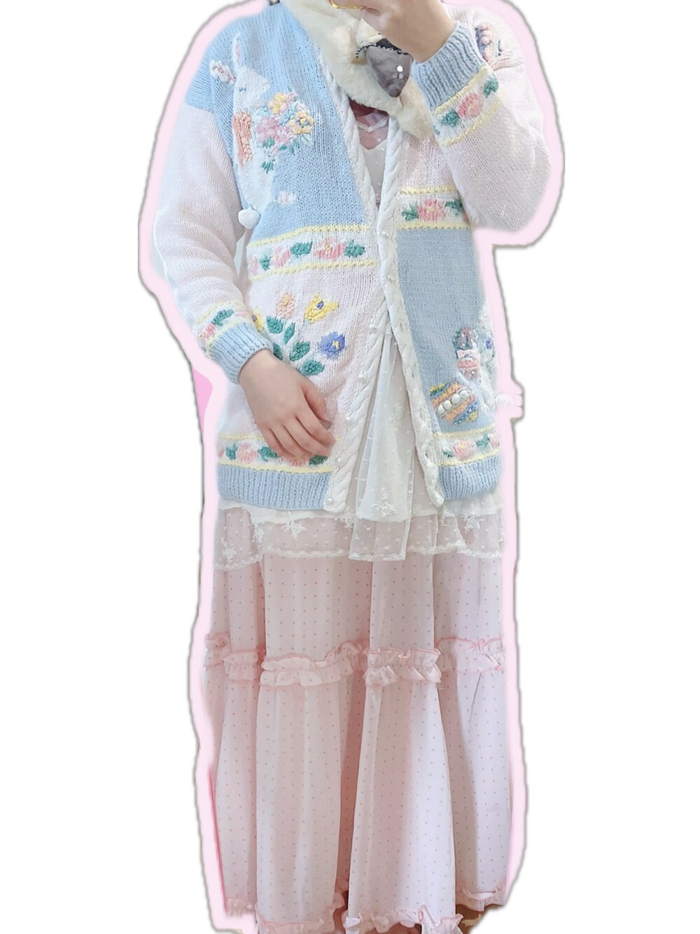 「パステルカラー」｜「VINTAGEのアイテム（ジャケット/アウター、ブルー系）」を使った、andidilianさん（レディース・157cm）の冬コーディネートの2枚目の写真