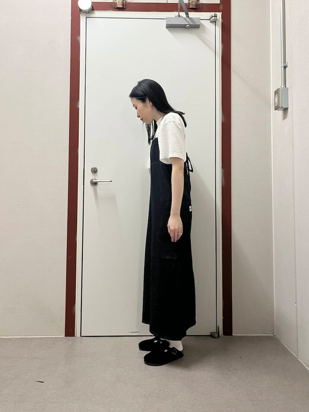 「ワンピース、lee、別注、newarrival、doors」｜「Leeの『別注』Lee×DOORS　キャミワンピース（ワンピース、ブルー系）」を使った、pyonさん（レディース・161cm）の夏コーディネートの2枚目の写真