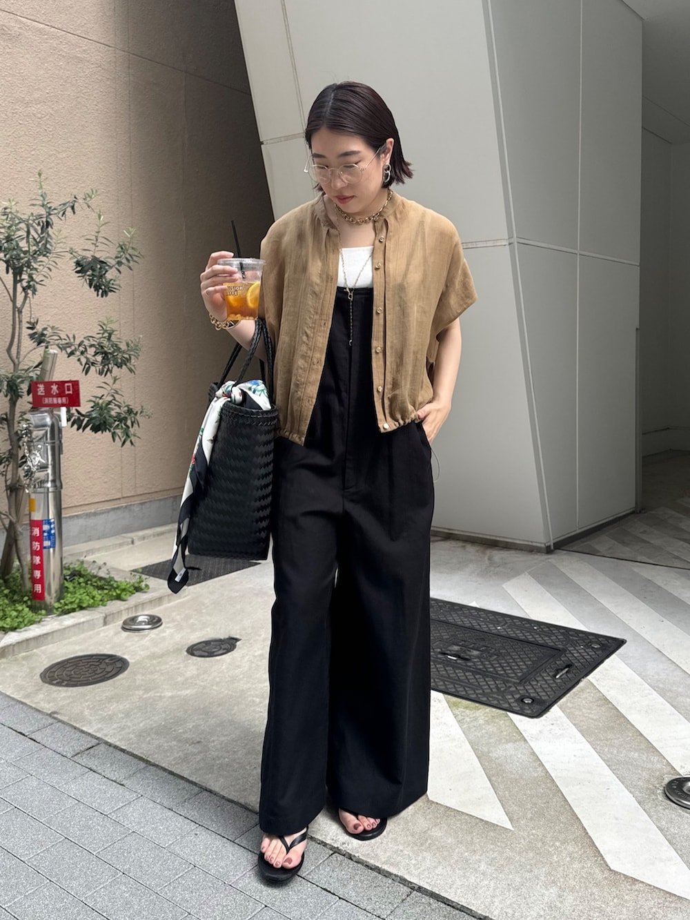 DouDou リネンレーヨンサロペットブラック