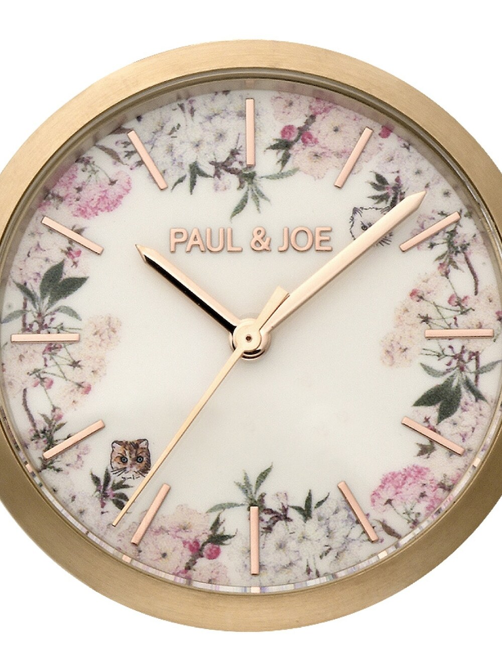「春コーデ、お出かけコーデ、春、猫、cat、花柄、桜、ポール＆ジョー、ポールアンドジョー、PAUL&JOE、時計、腕時計、おしゃれさんと繋がりたい、ピンク、アイボリー」｜「PAUL&JOEのアイテム（アナログ腕時計、ゴールド系）」を使った、Fortune squareさん（レディース・157cm）の春コーディネートの4枚目の写真