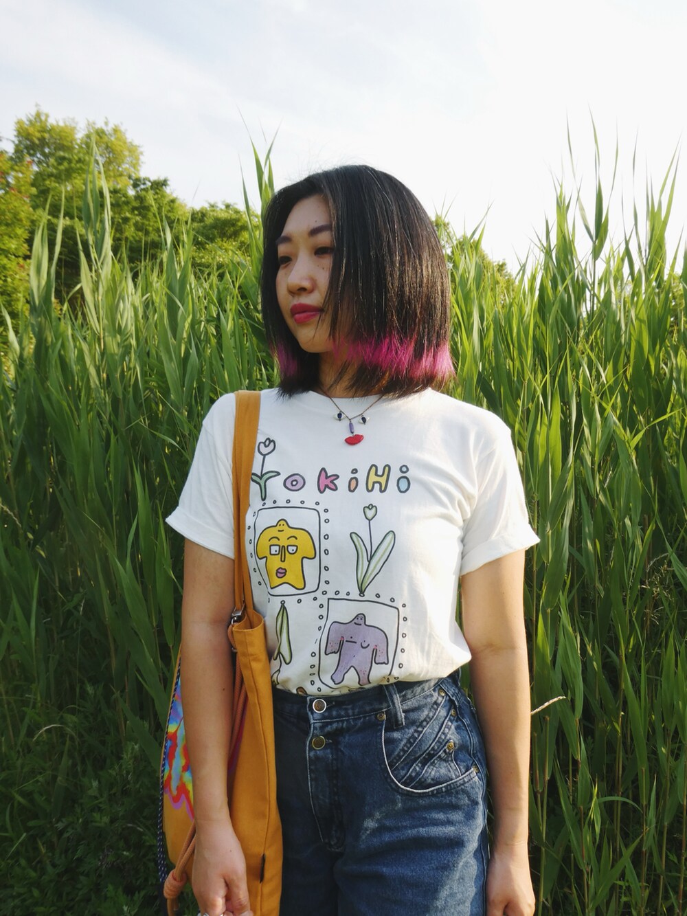 「夏だ！Tシャツ着よう！、さらっと晴れやかスナップ、デニム、デニムコーデ、初夏コーデ、夏服」｜「YOKIHIのアイテム（Tシャツ/カットソー、その他）」を使った、yokihikmさん（レディース・166cm）の夏コーディネートの4枚目の写真