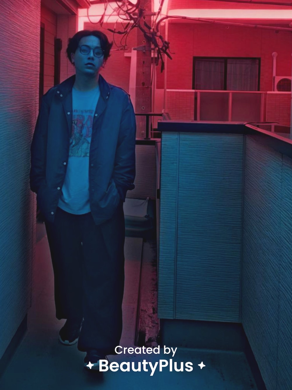 「米津玄師、ストリート、ストリートMIX、ロック、ワイドパンツ、コラボTシャツ、コーチジャケット、秋服準備はじめました、秋コーデ、秋っぽコーデ更新中、今日のコーデ、メンズファッション、ootd」｜「UNIQLOの米津元帥さんとUNIQLOのコラボTシャツ、デザインメッチャかっこいい😍（Tシャツ/カットソー、ブルー系）」を使った、（asatomoz）さん（メンズ・170cm）の秋コーディネートの4枚目の写真