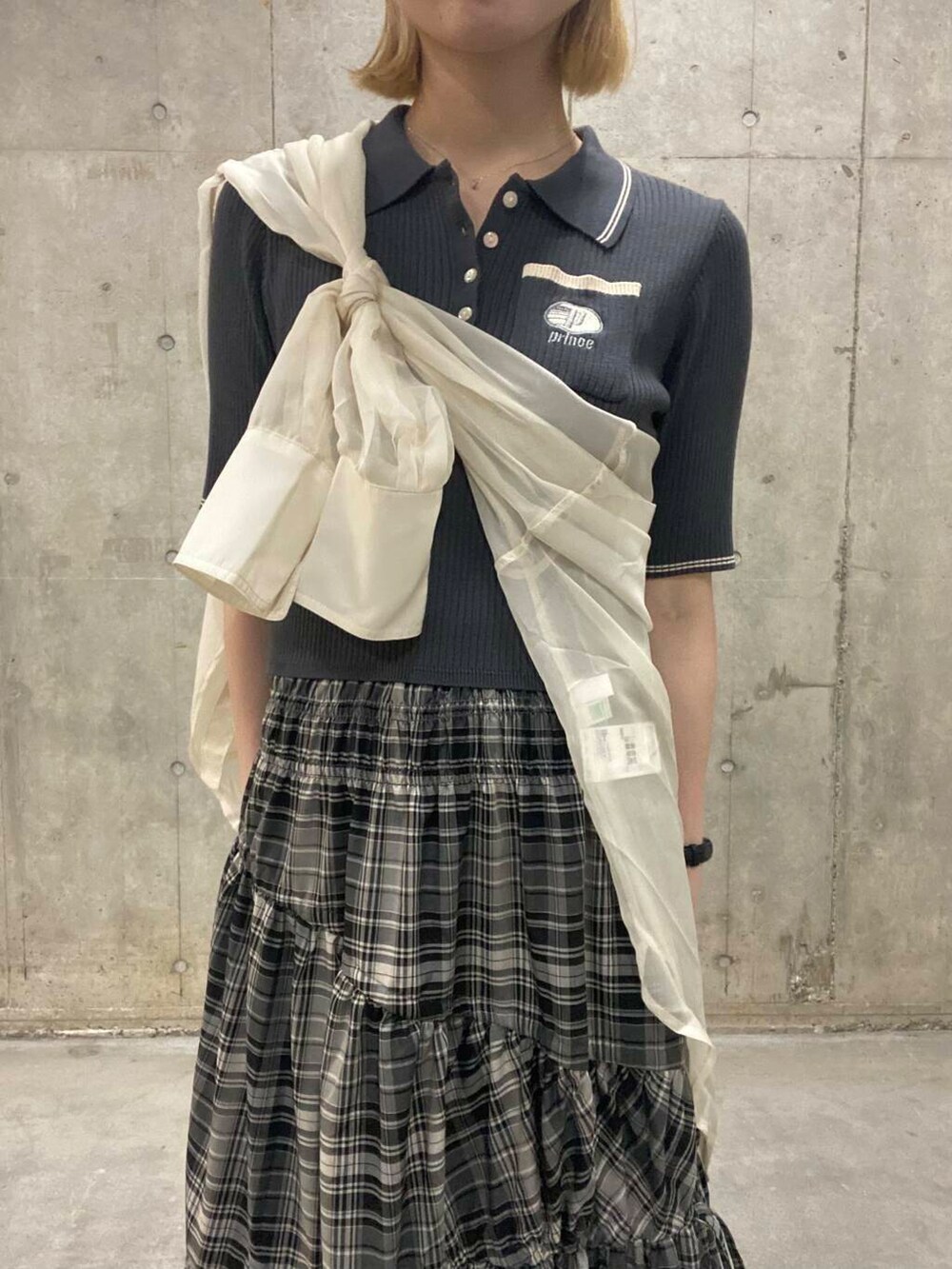 「シャツスタイル、senseofplace、prince、トレンドシアーアイテム」｜「SENSE OF PLACE by URBAN RESEARCHの『一部WEB限定カラー』バンドカラーシャンブレーシアーシャツ（シャツ/ブラウス、ホワイト系）」を使った、tsucchiiiiさん（レディース・162cm）の夏コーディネートの2枚目の写真