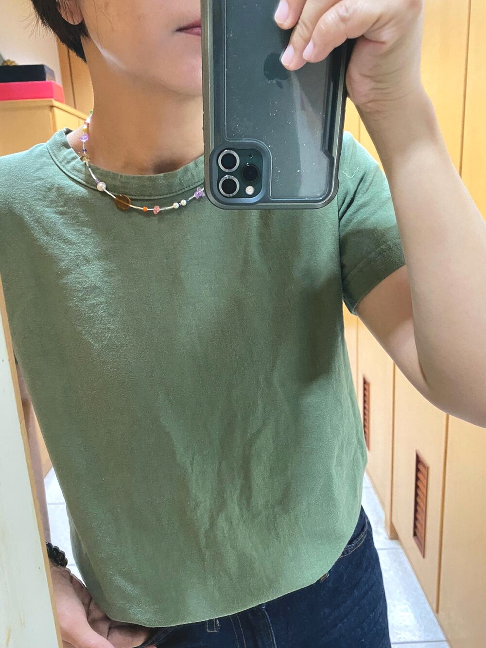 「UNIQLOのアイテム（デニムパンツ、ブルー系）」を使った、yukichen3388さん（レディース・155cm）の夏コーディネートの2枚目の写真