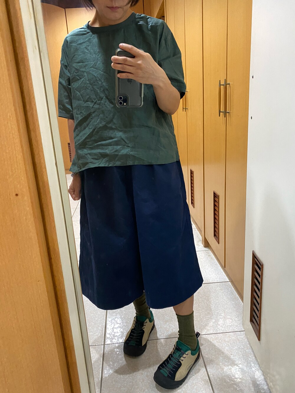 「KEENのアイテム（シューズ、グリーン系）」を使った、yukichen3388さん（レディース・155cm）の夏コーディネートの2枚目の写真