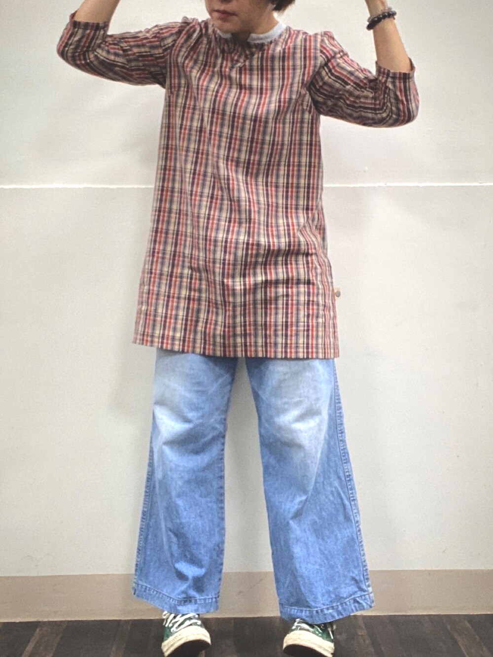 「fennicaのアイテム（トートバッグ、グリーン系）」を使った、yukichen3388さん（レディース・155cm）の秋コーディネートの4枚目の写真