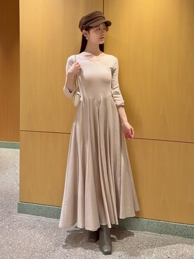 ハートネックシアーフレアコンビワンピースを使った人気ファッション