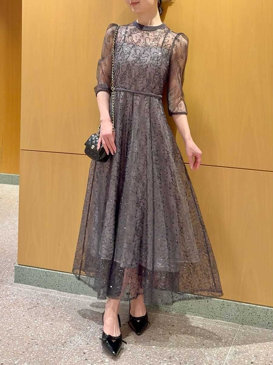 snidel スナイデル スパークルレースドレス グレー スパークルレース