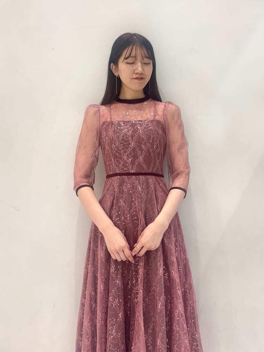 あはははは新品 snidel スナイデル スパークルレースドレス ピンク