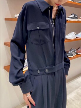 WEB限定】ポリエステルツイル ワークジャンプスーツ -ウォッシャブル
