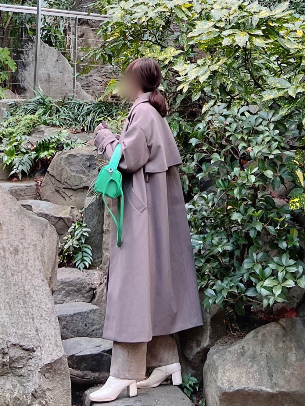 「しまむら、しまむらコーデ、しまパト、Avail、アベイル、グリーン、チェックパンツ、セーラーカラー、バニティバッグ、スクエアバッグ、シアートップス、プチプラ、プチプラコーデ、冬コーデ」｜「しまむらのアイテム（ニット/セーター、ベージュ系）」を使った、minmin08_さん（レディース・158cm）の冬コーディネートの2枚目の写真