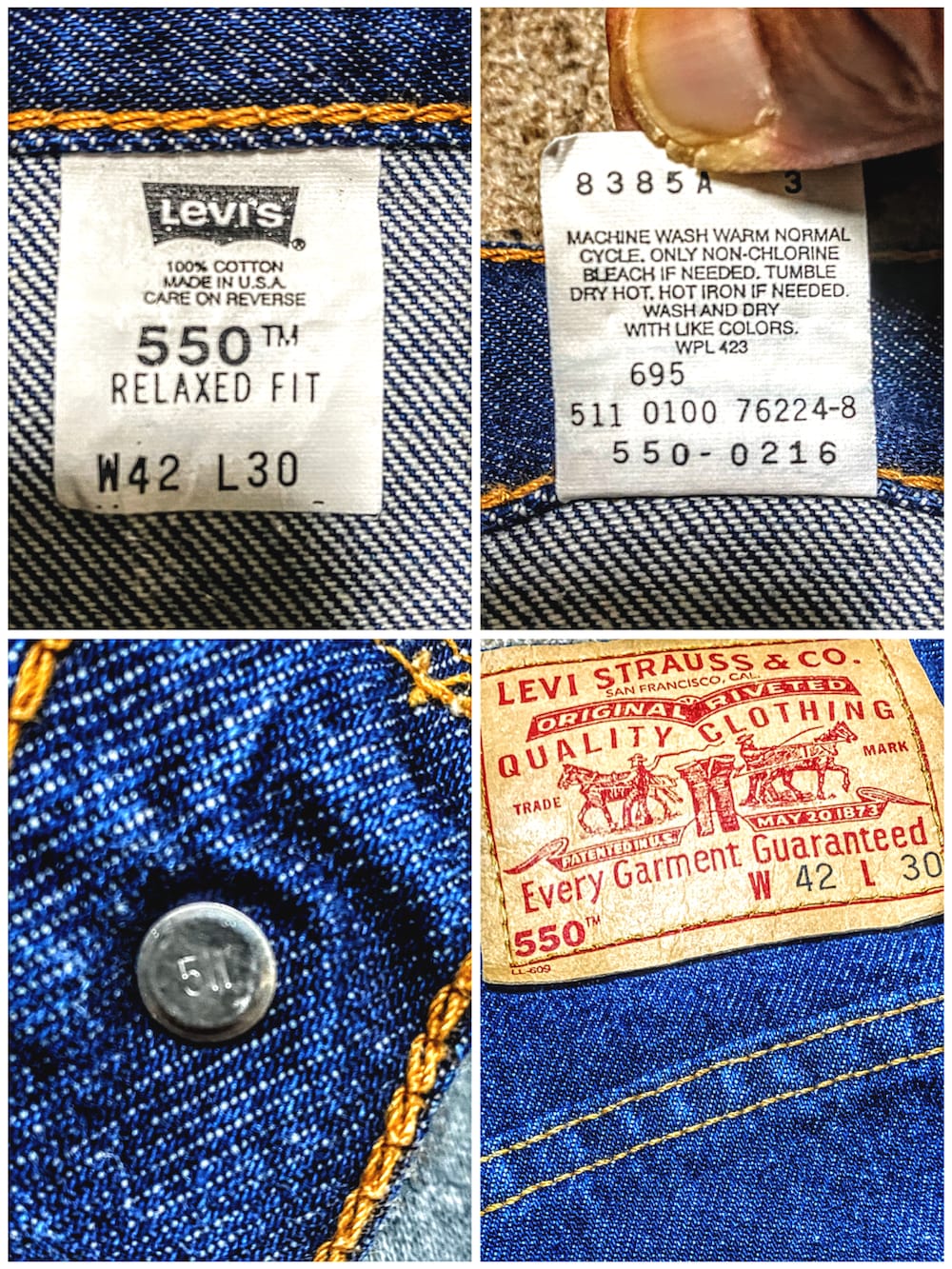 ベージュ系のブルゾン、ブルー系のデニムパンツ、ブラック系のデニムパンツを着用したメンズの秋コーディネートの5枚目の写真