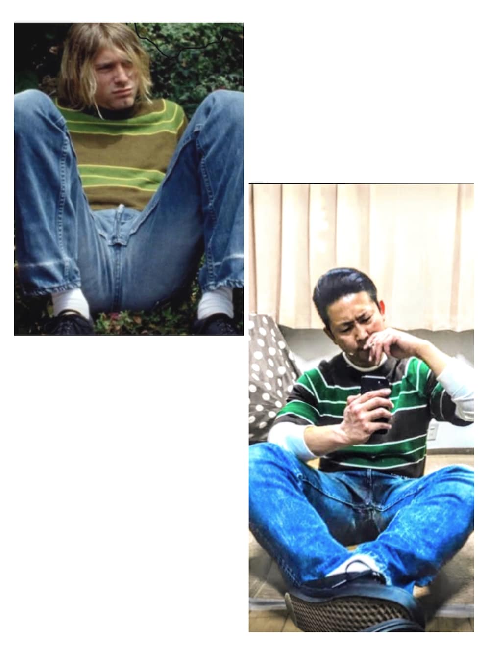 グリーン系のTシャツ/カットソー、ホワイト系のTシャツ/カットソー、ブルー系のデニムパンツを着用したメンズの夏コーディネートの3枚目の写真