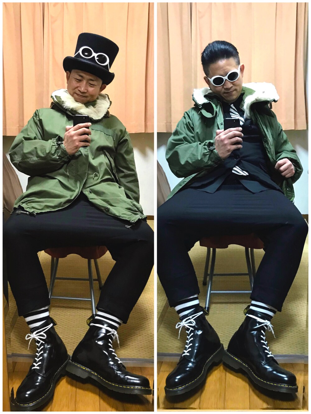 ブラック系のテーラードジャケット、ブラック系のシャツ/ブラウス、ホワイト系のネクタイを着用したメンズの冬コーディネートの2枚目の写真