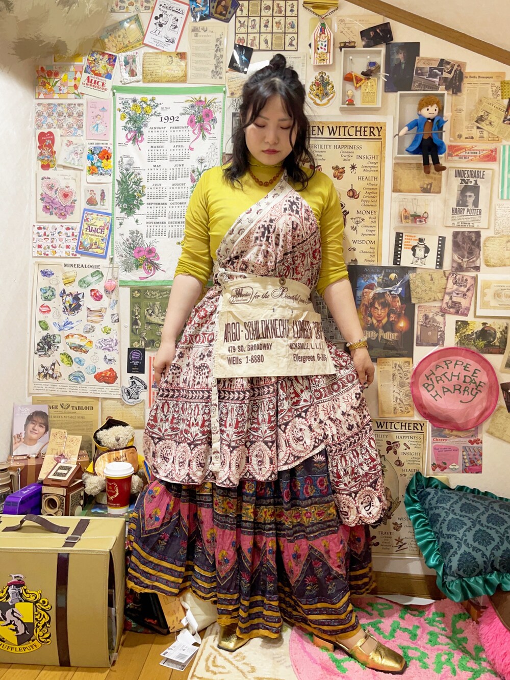 「プチプラ、夏コーデ、カジュアル、エスニック、低身長女子、低身長コーデ、古着MIX、レイヤードスタイル、イエロー、オトナガーリー、リゾートスタイル、30代コーデ、いいね、save、フォローお願いします🤑、おしゃれさんと繋がりたい、お洒落さんとつながりたい」｜「BIGTIMEのアイテム（ネックレス、ブラウン系）」を使った、syk 【相互】さん（レディース・150cm）の夏コーディネートの2枚目の写真