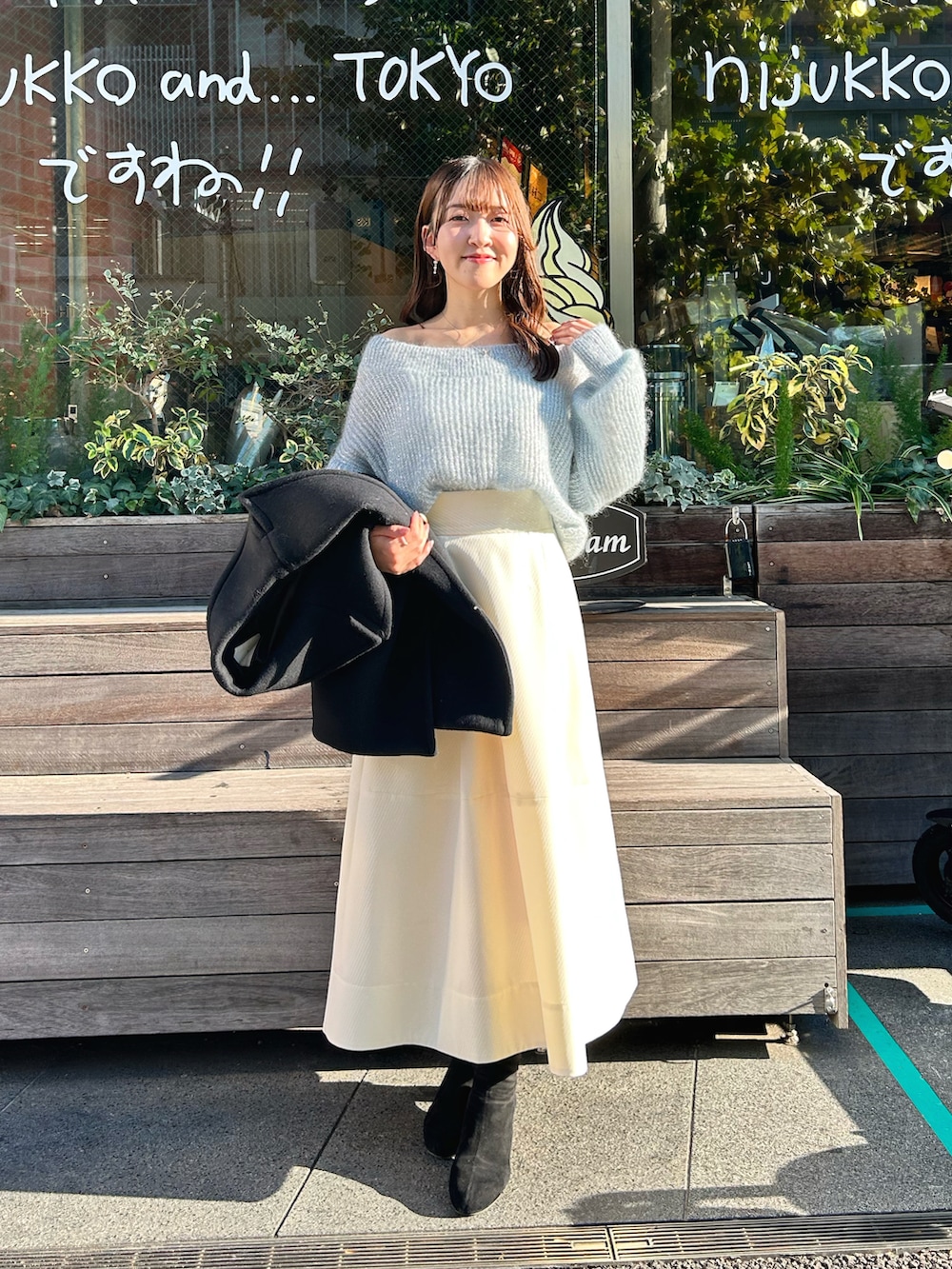 Sanaさんの「【女子力UP】キッドモヘアラメクロップドニット（La boutique BonBon）」を使ったコーディネートの4枚目の写真