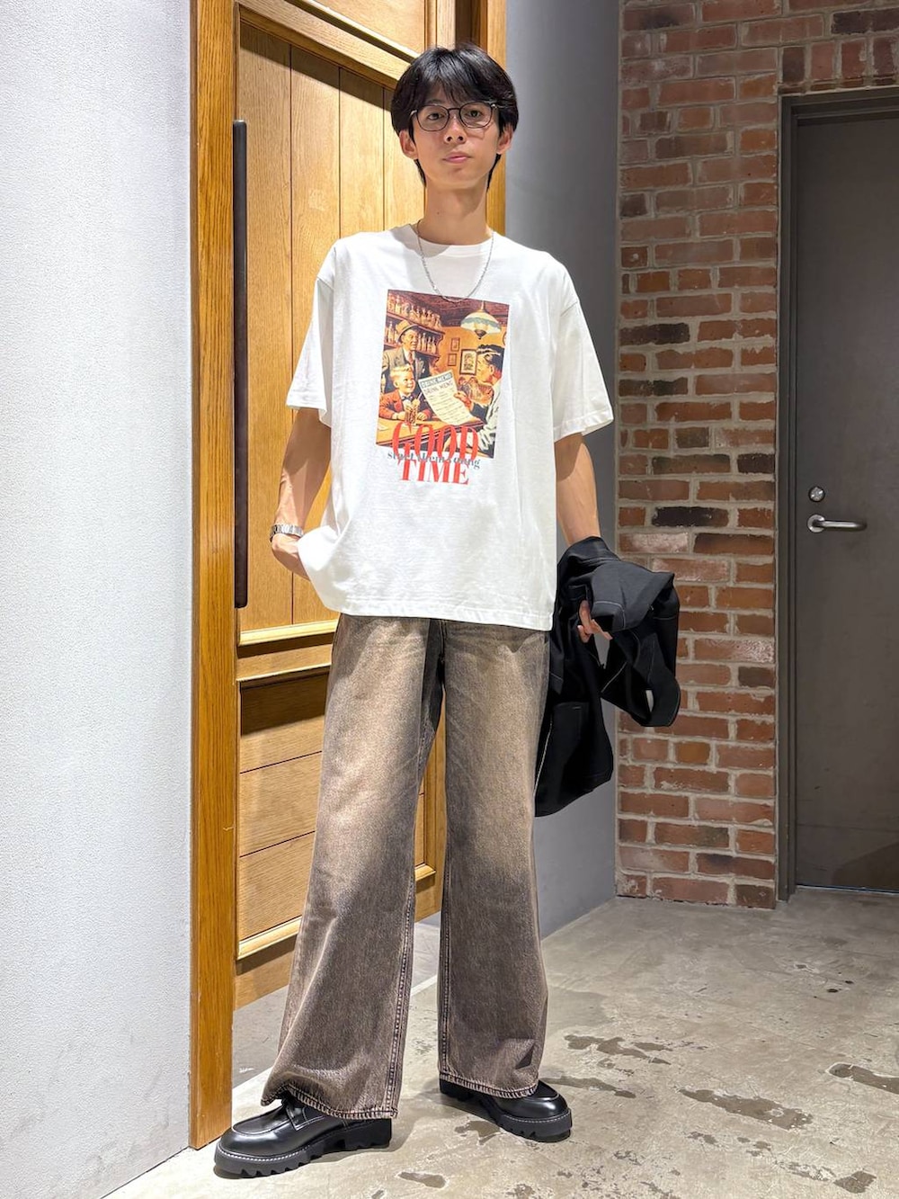 「高身長、高見え、女子ウケ、デニムパンツ、フレアパンツ」｜「RAGEBLUEのステンレスアソートチェーンネックレス（ネックレス、その他）」を使った、りょーやさん（メンズ・180cm）の夏コーディネートの6枚目の写真