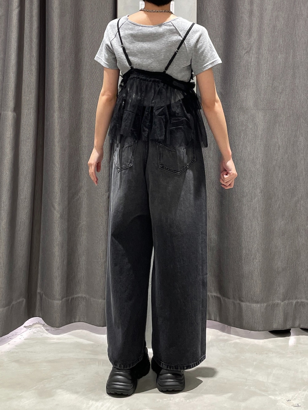 「PAGEBOYのベビーアイレットＴシャツ（Tシャツ/カットソー、グレー系）」を使った、Ruuさん（骨格ナチュラル・レディース・158cm）の夏コーディネートの3枚目の写真