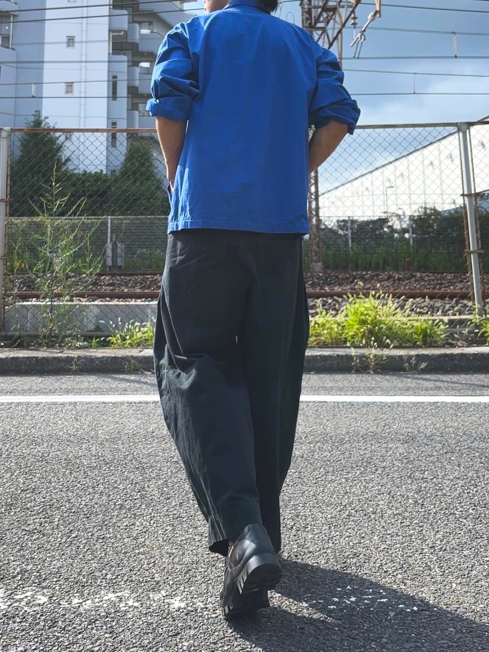「夏コーデ、アツいコーデ全部見せ、supreme、Hender Scheme、MARIA BLACK、SHINYA KOZUKA、Polo Ralph Lauren、MM6、古着、古着コーデ、メンズコーデ、バギーパンツ」｜「SHINYAKOZUKAの【SHINYAKOZUKA】 ANTIQUE BAGGY（その他パンツ、ブラック系）」を使った、peppeさん（メンズ・165cm）の夏コーディネートの2枚目の写真