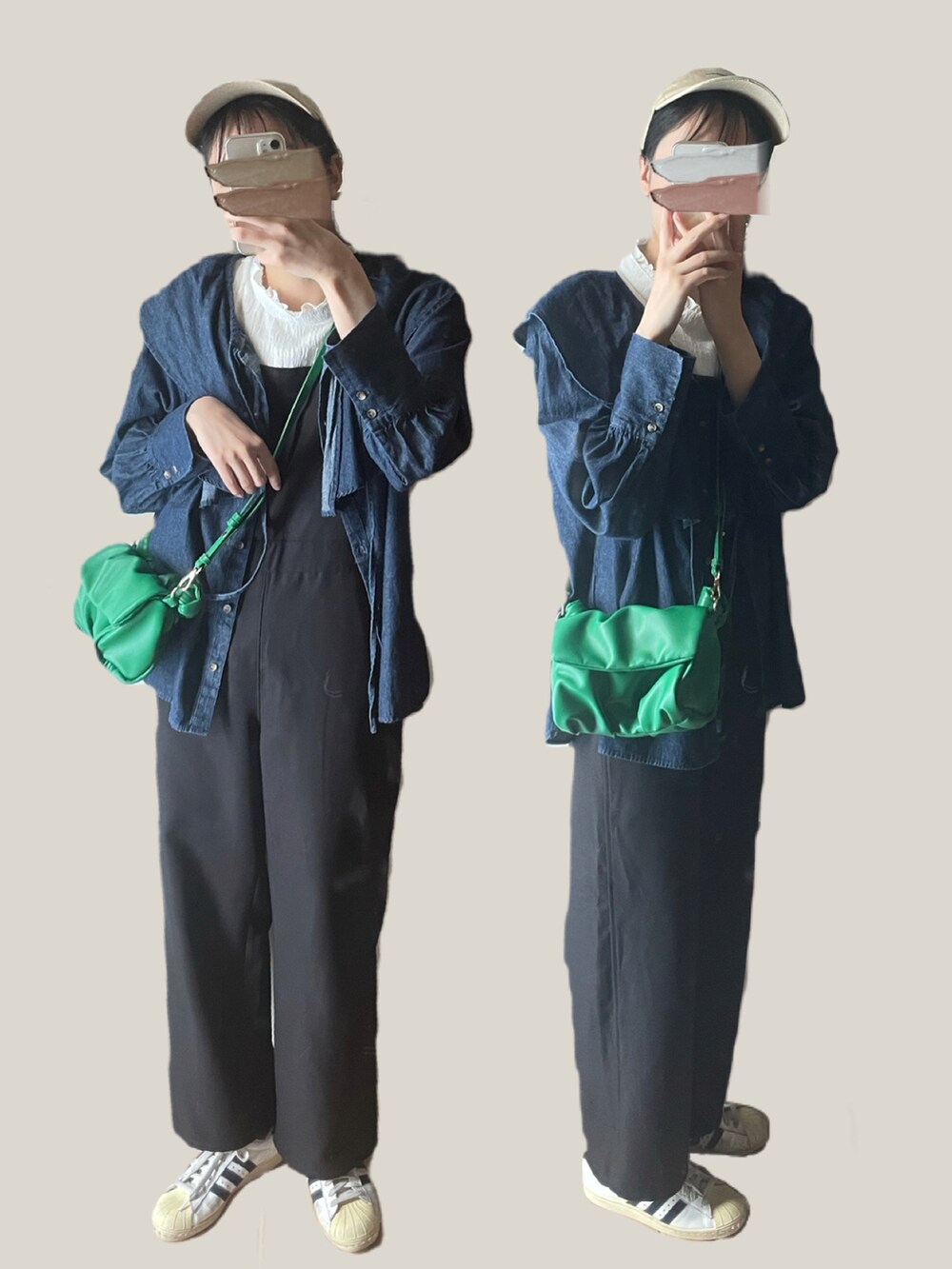 ブルー系のシャツ/ブラウスを着用したレディースの春コーディネートの2枚目の写真