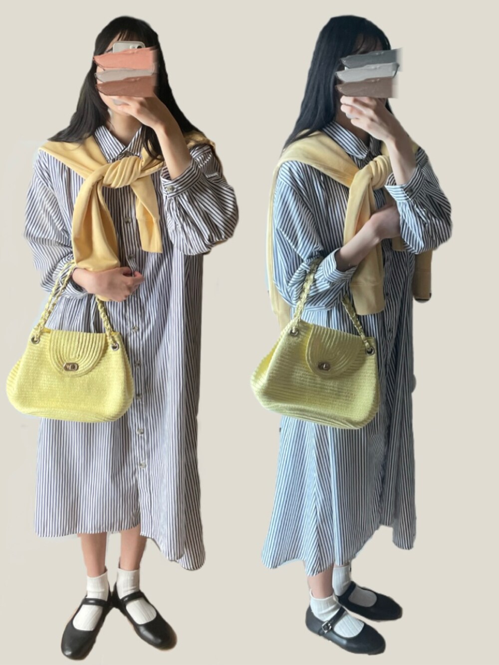 ブラック系のパンプスを着用したレディースの春コーディネートの2枚目の写真