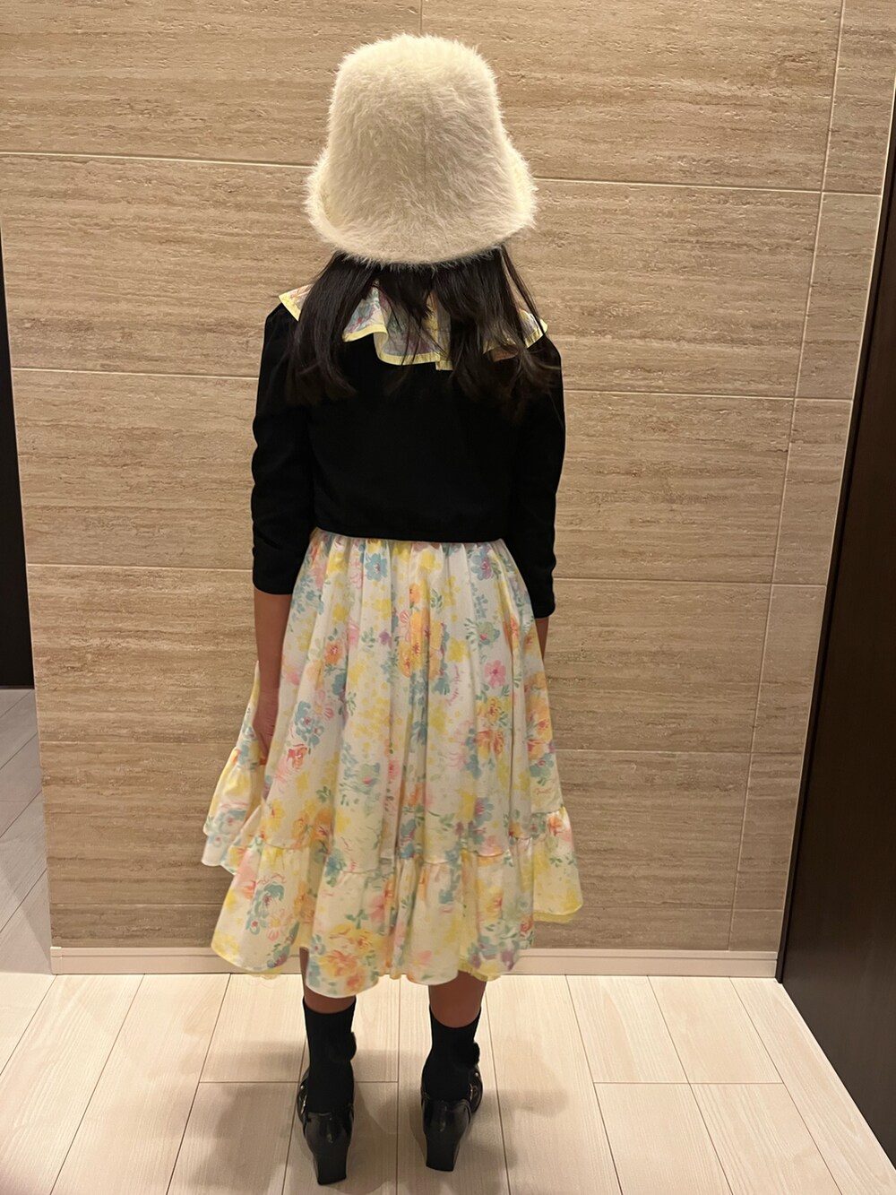 「Mezzo Piano、ボレロカーデ、パンプス、もこもこハット、ハット、小学生」｜「GUのアイテム（ハット、ホワイト系）」を使った、springbluespringさん（キッズ・134cm）の秋コーディネートの2枚目の写真