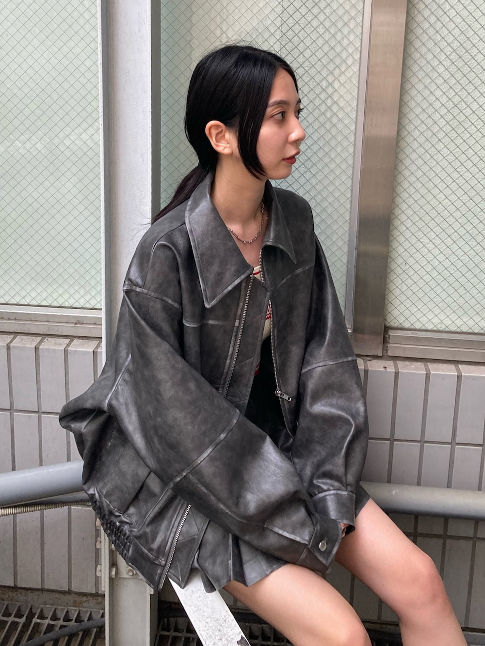 EMODA グレー ヴィンテージライクオーバーブルゾン