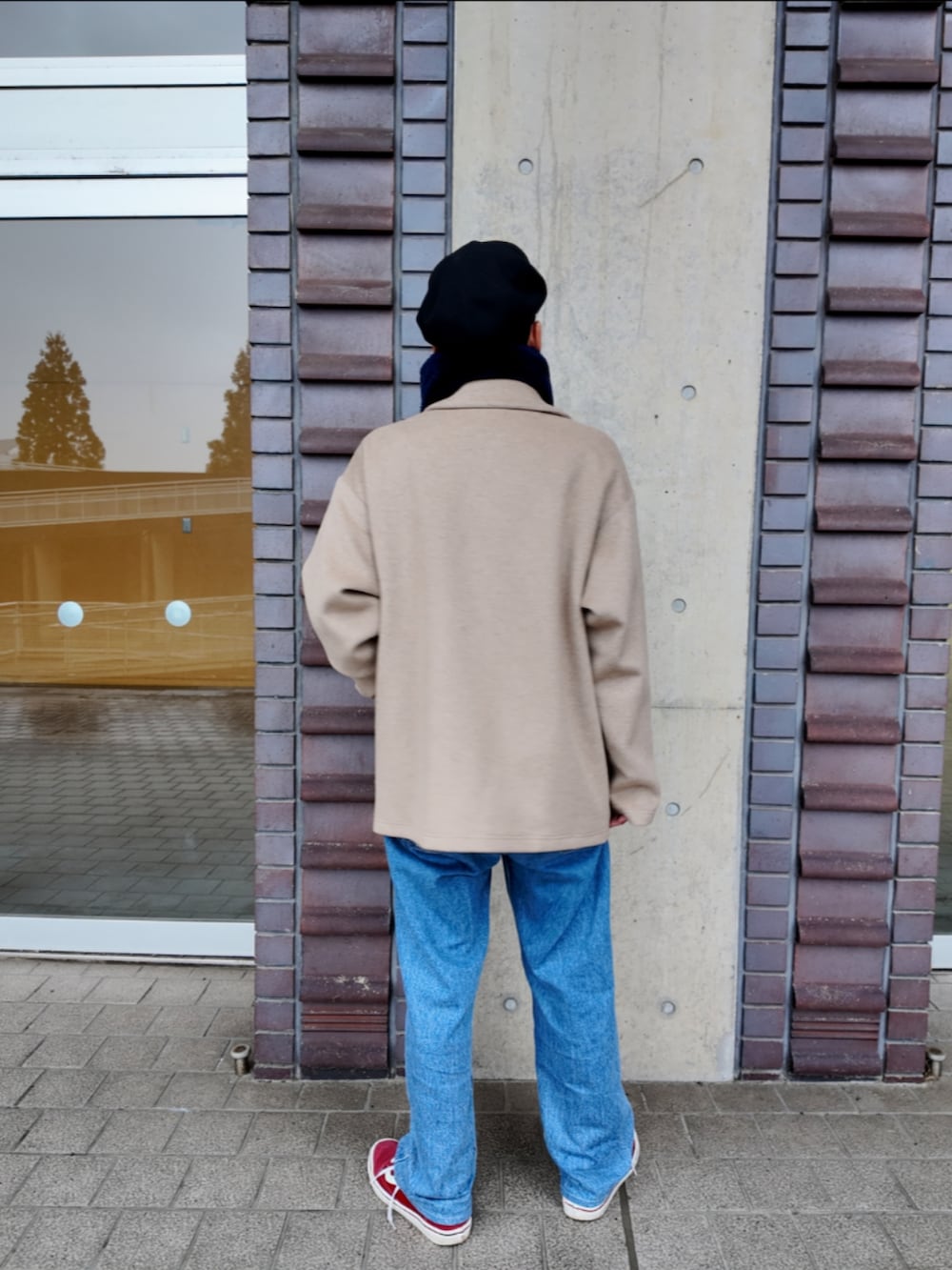 「メンズファッション、今日のコーデ、大人カジュアル、冬コーデ、ネックウォーマー、oldskool、シルバータブ、よいお年を、キャスケット、タスマニアラムウール」｜「SILVER TABの2010s LEVI'S SILVERTAB LOOSE シルバータブ ルーズフィット （デニムパンツ、ブルー系）」を使った、九条∞(くじょうえいと)さん（メンズ・168cm）の冬コーディネートの5枚目の写真