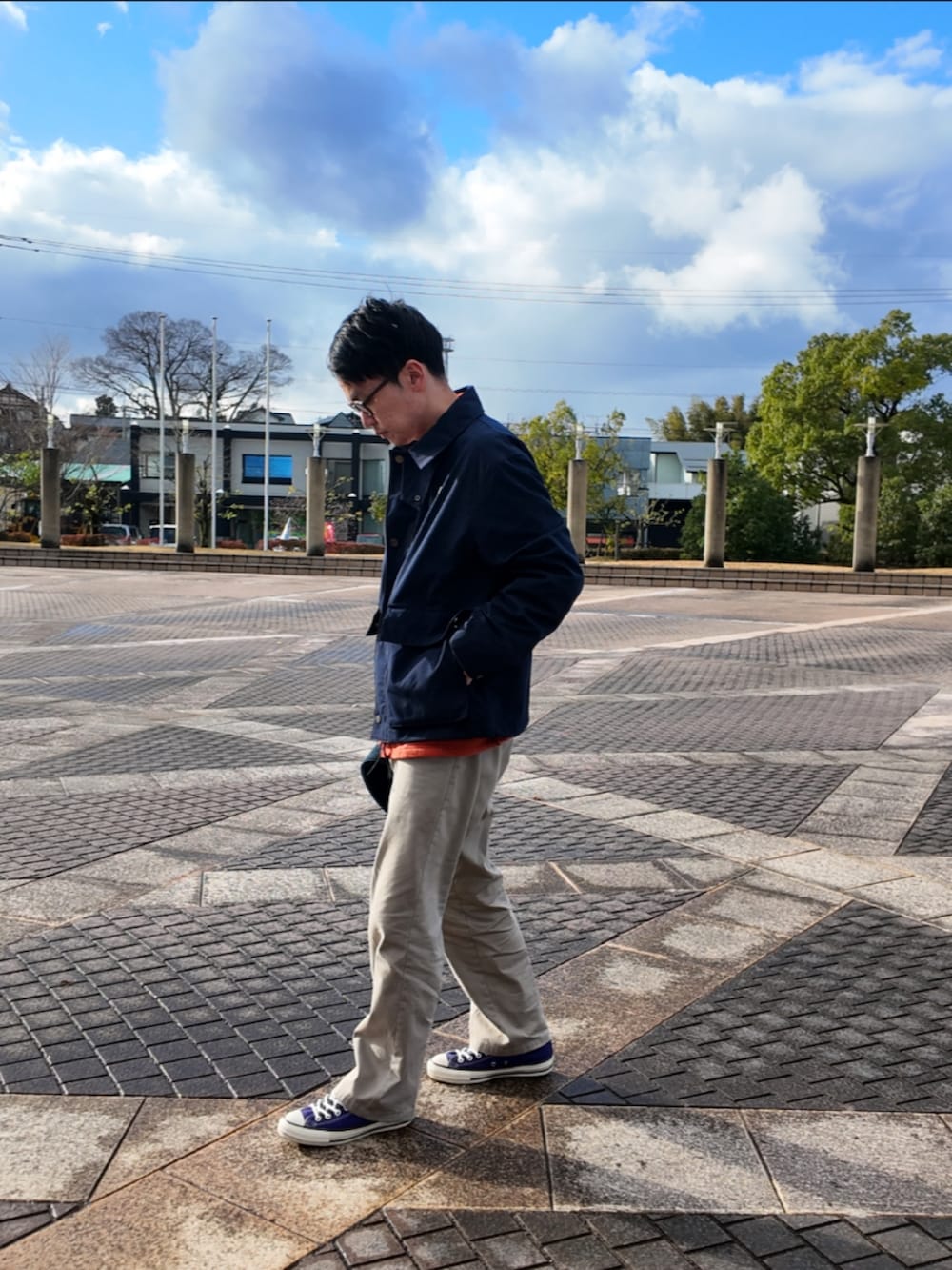 「冬コーデ、メンズファッション、今日のコーデ、大人カジュアル、メルカリ、スウェット、サーマル、サーマルカットソー」｜「Basiquentiのリブニットバゲットハット（ハット、その他）」を使った、九条∞(くじょうえいと)さん（メンズ・168cm）の冬コーディネートの3枚目の写真