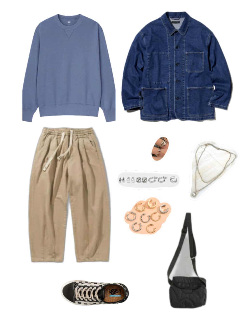 「秋冬コーデ、UNIQLO、VANS、shein」｜「UNIQLOの2023-05 $790 s（デニムジャケット、ブルー系）」を使った、c.s.y.さん（レディース・154cm）の冬コーディネートの3枚目の写真