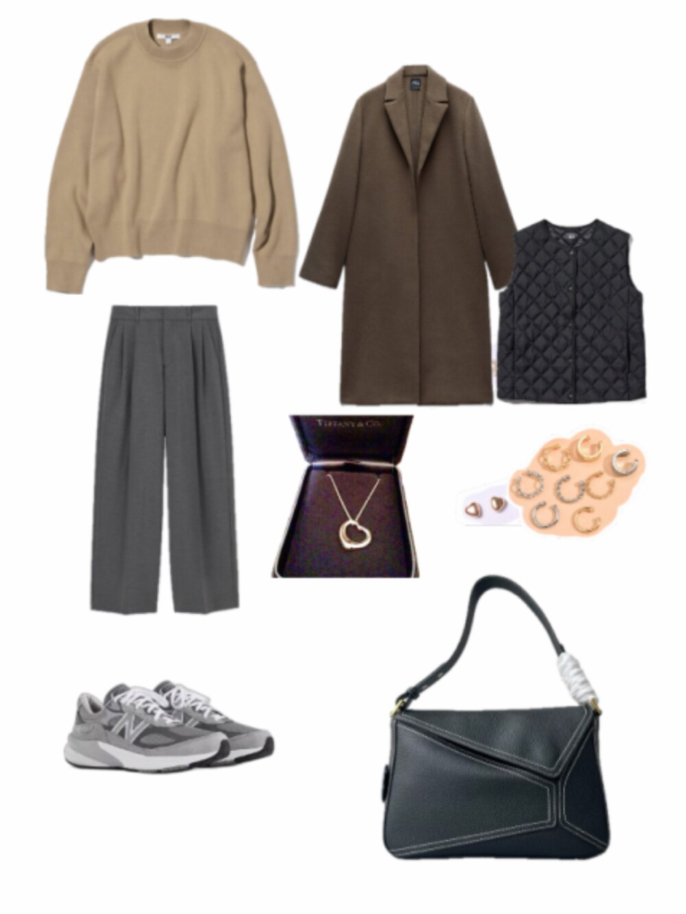 「秋冬コーデ、大衣、矮個子穿搭、寬褲、UNIQLO、ZARA、GU、ootd」｜「淘寶JM外貿女包の2024-01 $517（ショルダーバッグ、ブラック系）」を使った、c.s.y.さん（レディース・154cm）の冬コーディネートの3枚目の写真