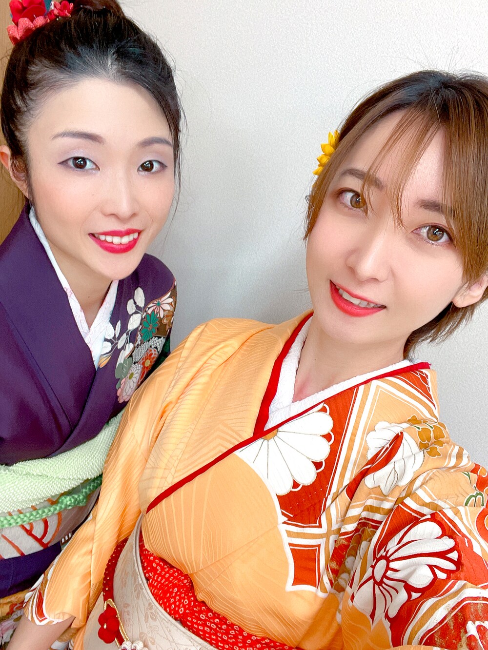 「着物、着物女子、日本」｜「no brandのアイテム（着物、オレンジ系）」を使った、ひかりさん（レディース・160cm）の冬コーディネートの2枚目の写真