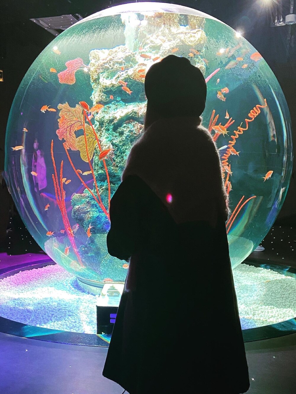 ピンク系のカーディガン/ボレロ、グリーン系のモッズコート、ホワイト系のTシャツ/カットソーを着用したレディースの秋コーディネートの2枚目の写真