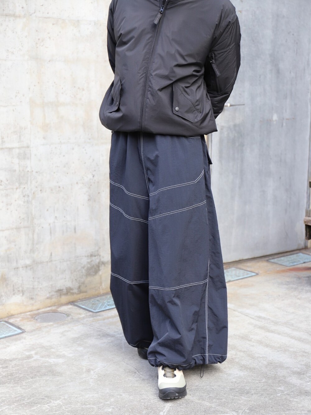 「フライトジャケット、WILDTHINGS、プリマロフト、LANTIKI、乱痴気、PG、one fifth」｜「WILD THINGSの【WILD THINGS】 PrimaLoft flight jacket - 乱痴気別注（MA-1、ブラック系）」を使った、乱痴気さん（メンズ・175cm）の冬コーディネートの5枚目の写真