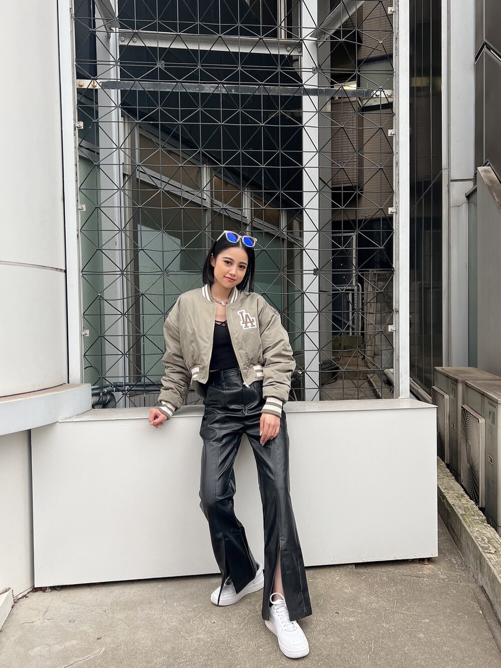 フェイクレザージョガーパンツ BLK フェイクレザーパンツ  スタイルミキサー