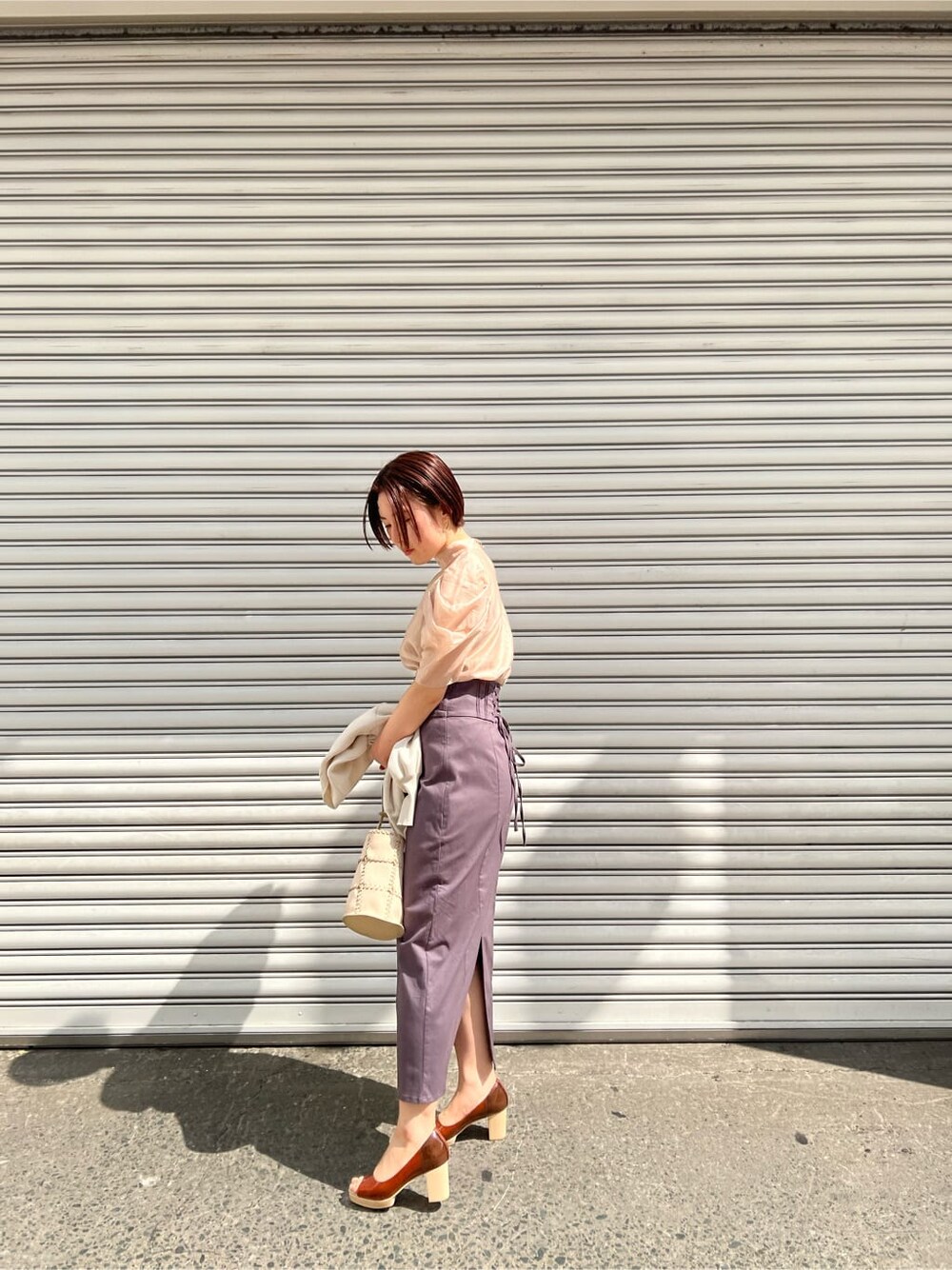 「選抜」｜「LAGUNAMOONのシアータックスリーブブラウス（シャツ/ブラウス、ベージュ系）」を使った、RUNA ONISHIさん（レディース・163cm）の春コーディネートの6枚目の写真