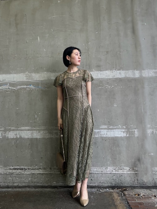 LAGUNAMOON LADYパイピングビスチェレースワンピース 結婚式　ドレス LAGUNAMOON ドレス LADYパイピングビスチェレースワンピース